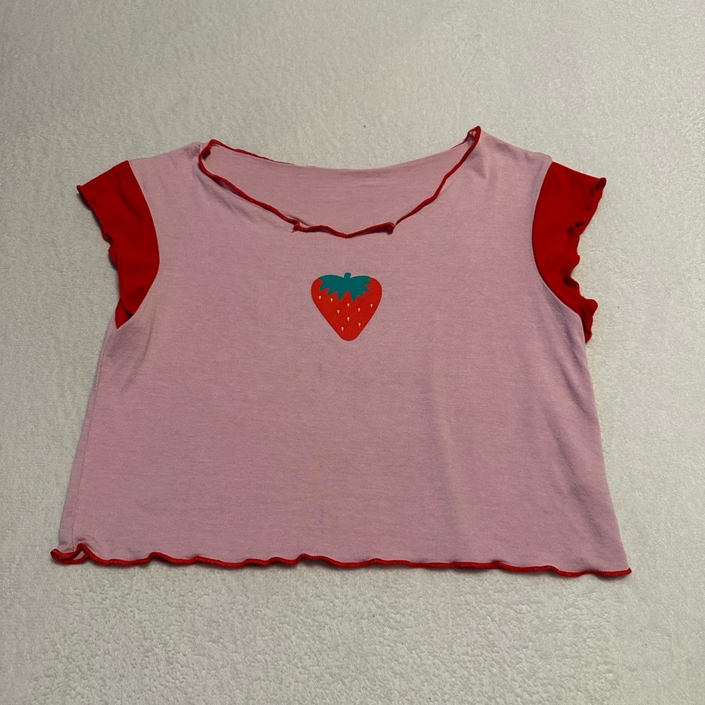 Strawberry lettuce hem baby tee